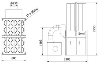Odciąg do trocin ADAMIK FT 616 wymiary