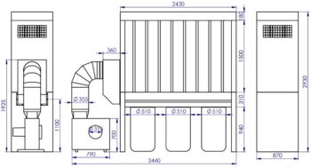 Odciąg do trocin ADAMIK FT 627N 4 kW A wymiary