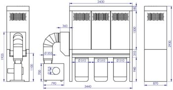 Odciąg do trocin ADAMIK FT 727N 4 kW A wymiary