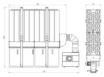 Odciąg do trocin ADAMIK FT 630 4kW wymiary